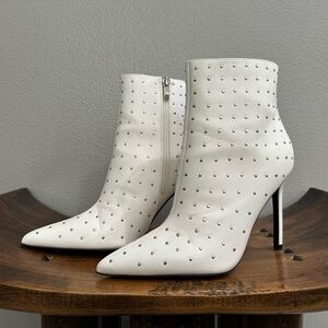 Nine West White Studded Heeled Boots